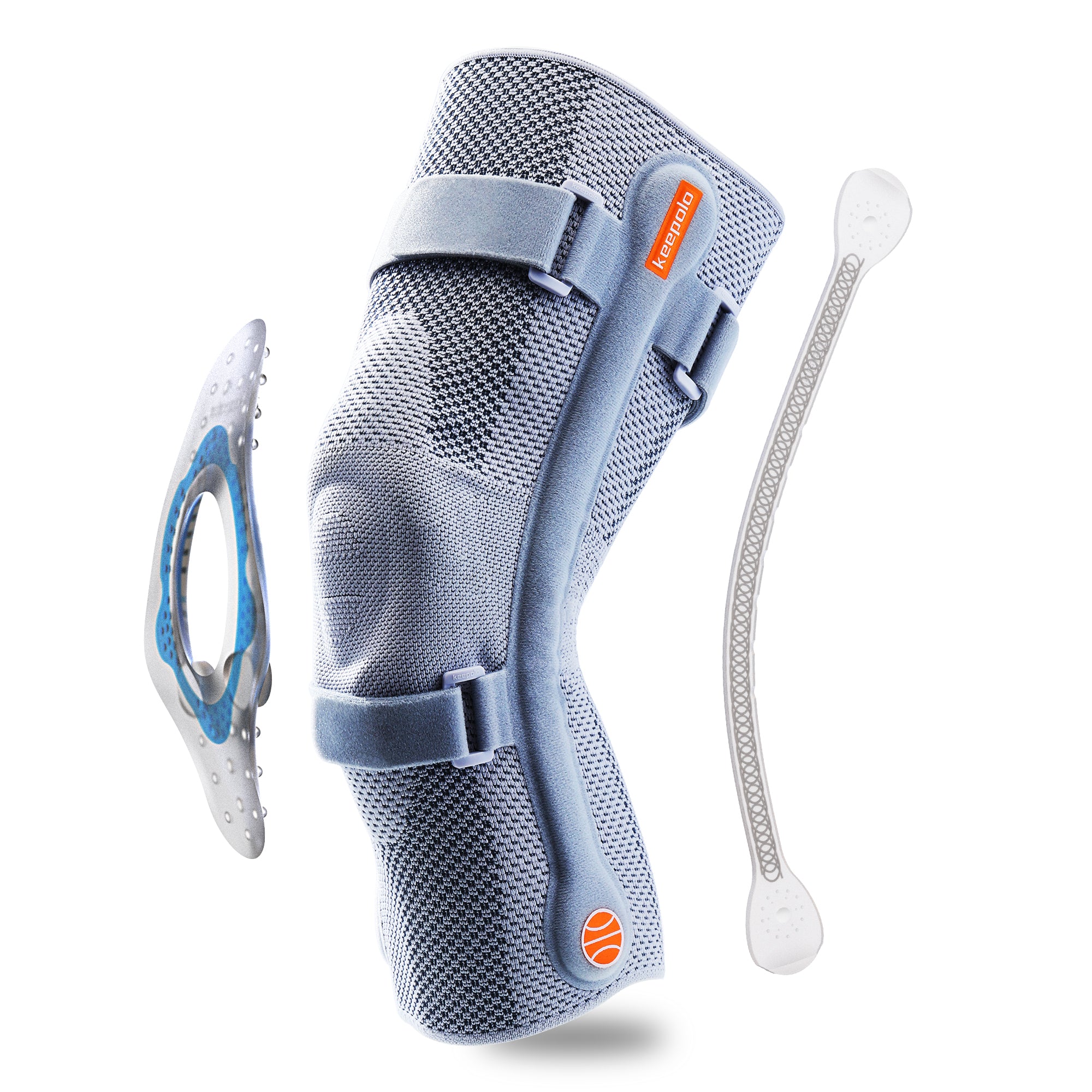 Keepolo Basketball Knee Brace for Man with Patella Support,Professional Leg Compression,Long Side Stabilizers and Adjustable Dual Straps