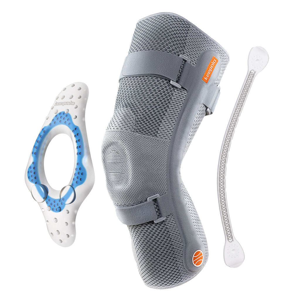 Keepolo K2 Basketball Knee Brace for Man with Patella Support,Professional Leg Compression,Long Side Stabilizers and Adjustable Dual Straps