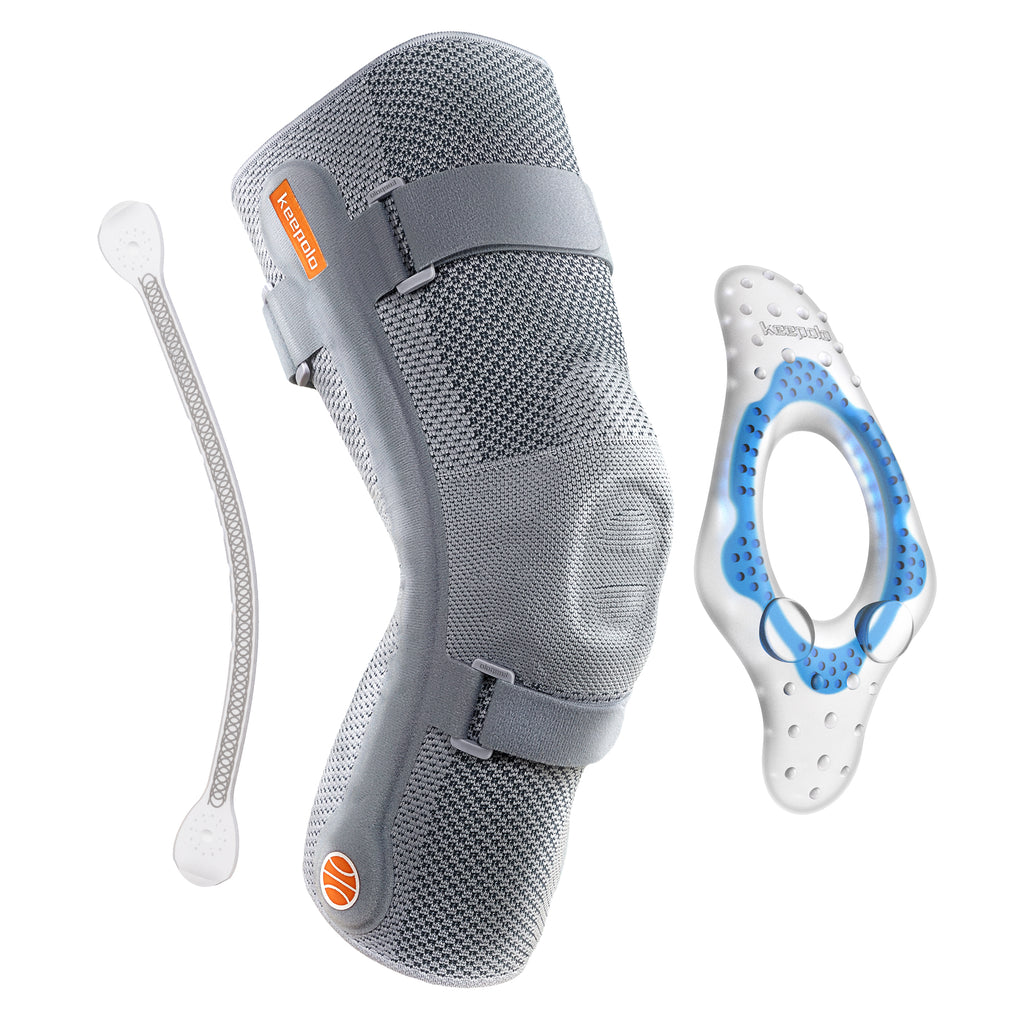 Keepolo K2 Basketball Knee Brace for Man with Patella Support,Professional Leg Compression,Long Side Stabilizers and Adjustable Dual Straps