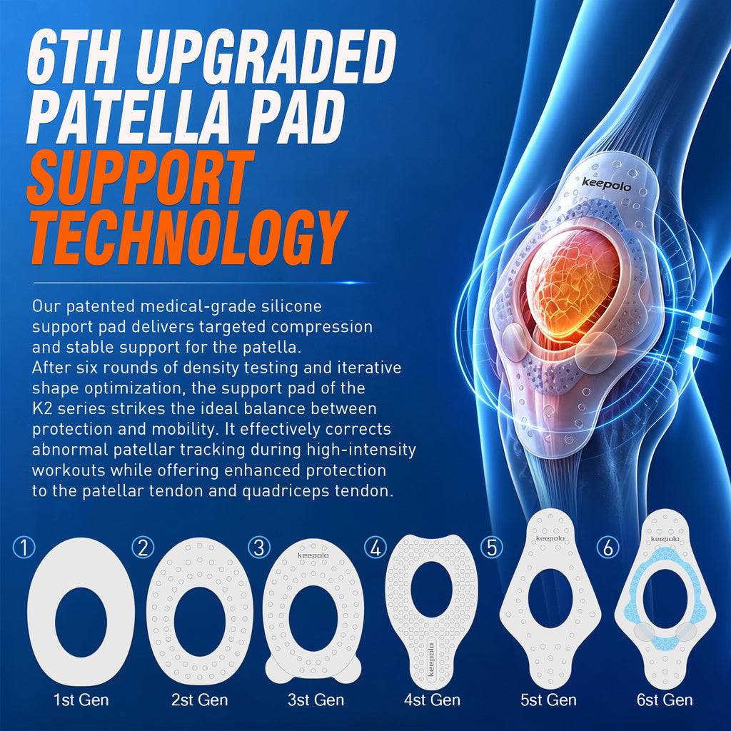 Keepolo Basketball Knee Brace for Man with Patella Support,Professional Leg Compression,Long Side Stabilizers and Adjustable Dual Straps