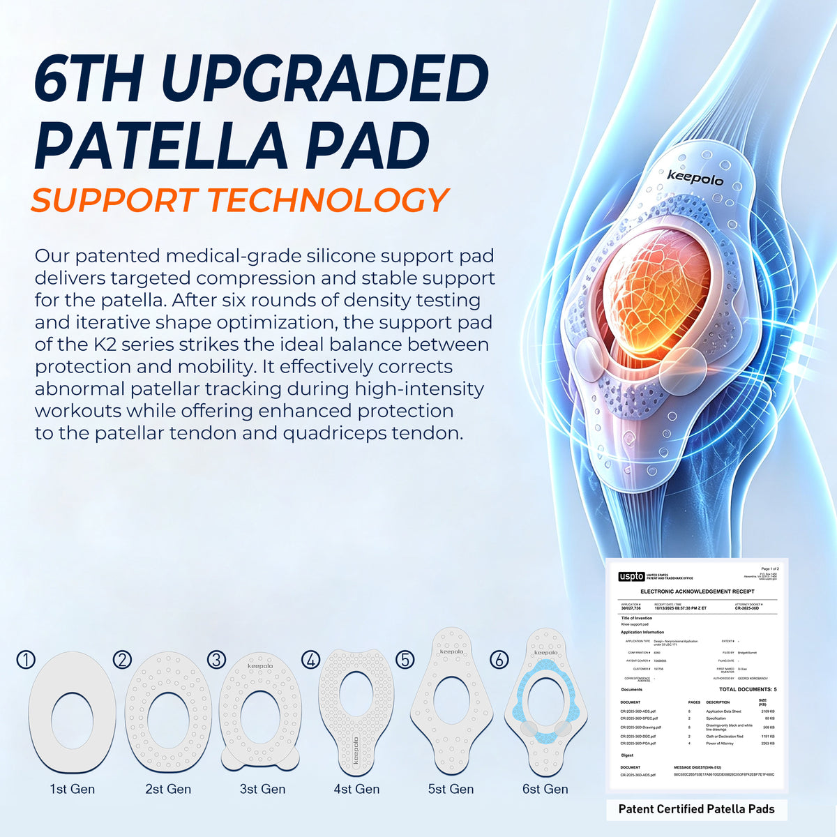 Keepolo K3 Basketball Knee Brace for Man, Knee Support with Patella Pad & Side Stabilizers