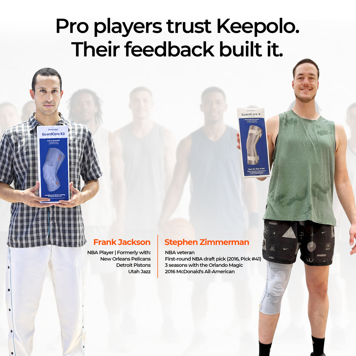 Keepolo K2 Basketball Knee Brace for Man with Patella Support,Professional Leg Compression,Long Side Stabilizers and Adjustable Dual Straps