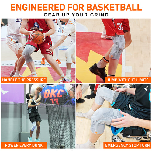 Keepolo Basketball Knee Brace for Man with Patella Support,Professional Leg Compression,Long Side Stabilizers and Adjustable Dual Straps