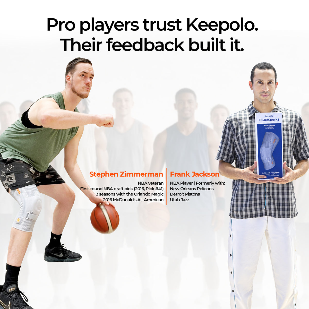 Keepolo K3 Basketball Knee Brace for Man, Knee Support with Patella Pad & Side Stabilizers
