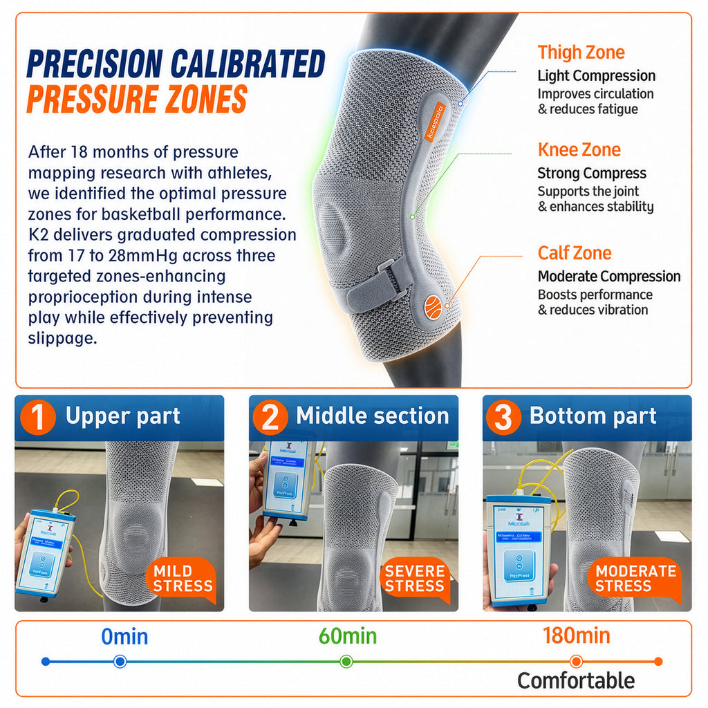 Keepolo K3 Basketball Knee Brace for Man, Knee Support with Patella Pad & Side Stabilizers