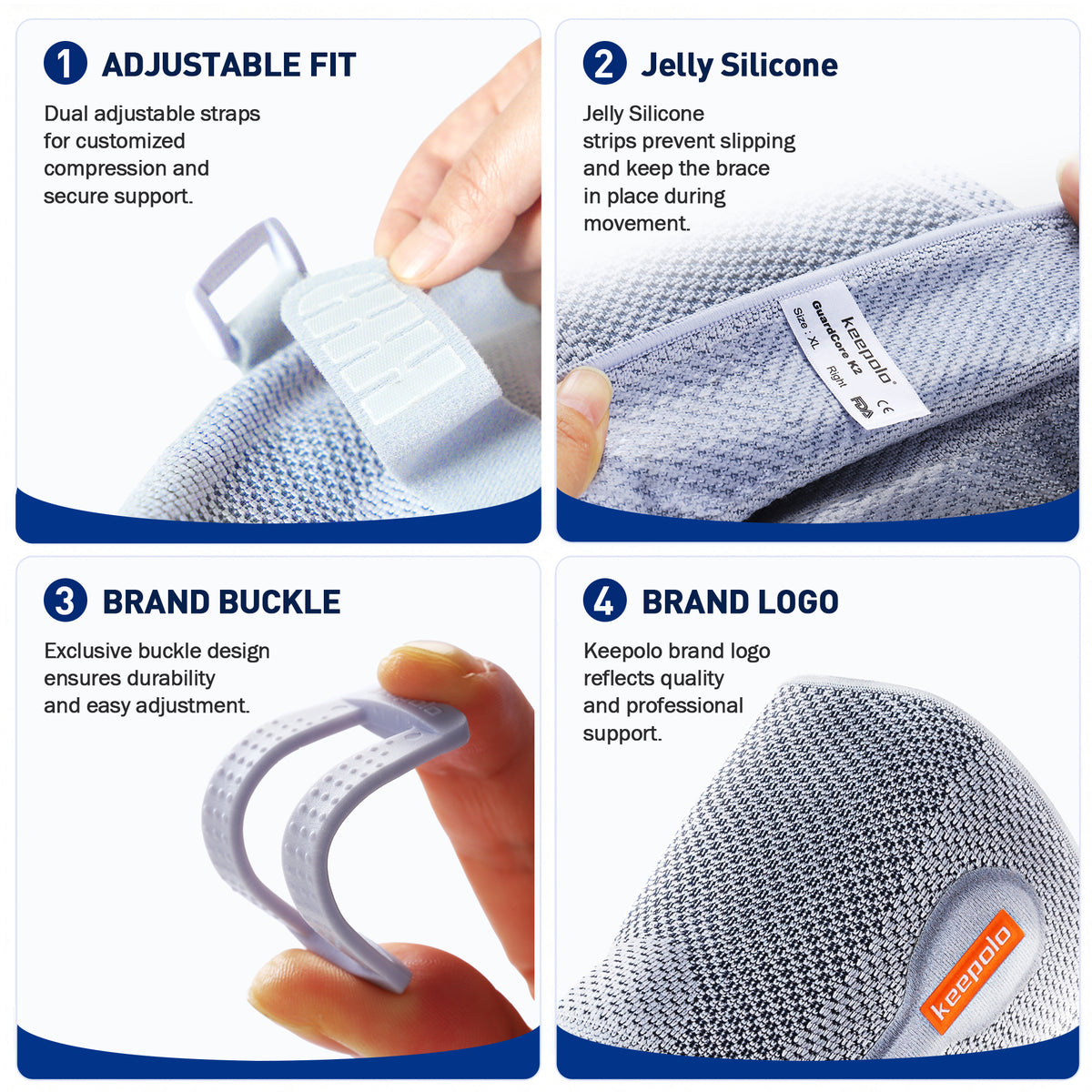 Keepolo K3 Basketball Knee Brace for Man, Knee Support with Patella Pad & Side Stabilizers