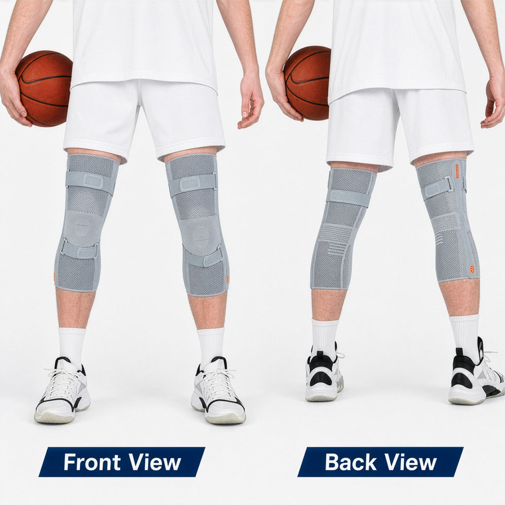 Keepolo K2 Basketball Knee Brace for Man with Patella Support,Professional Leg Compression,Long Side Stabilizers and Adjustable Dual Straps